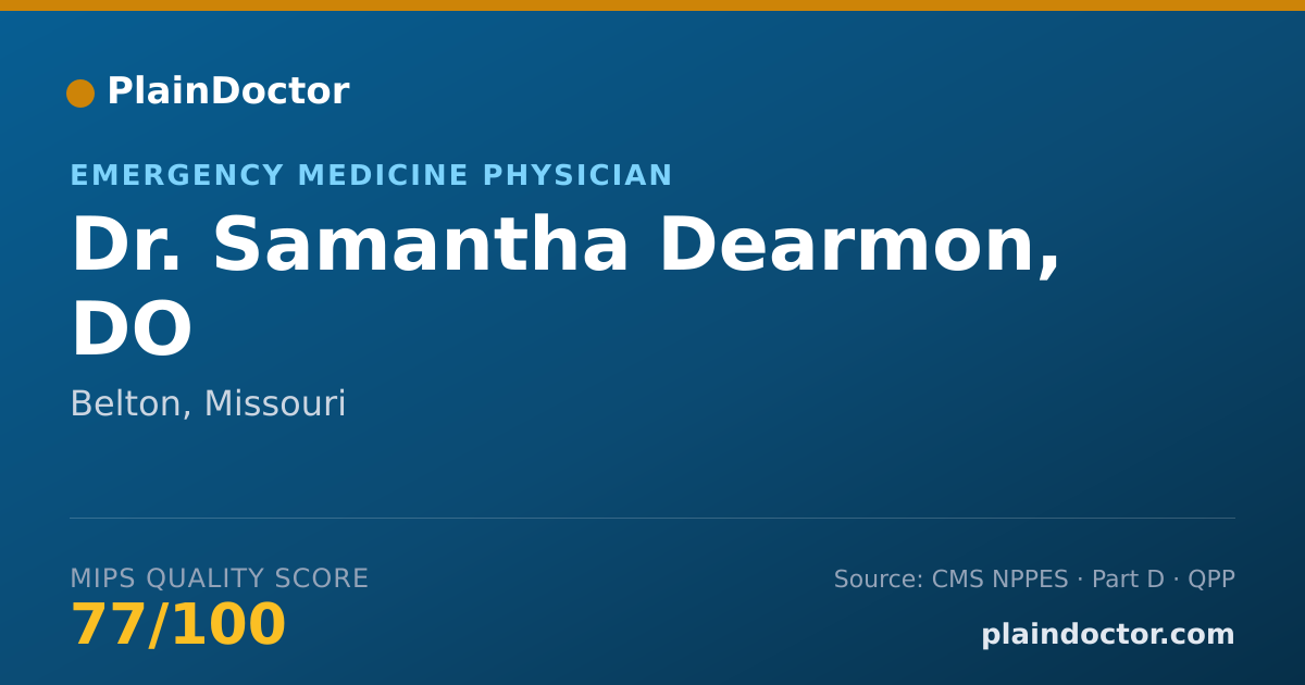 Shareable card for Samantha Dearmon, DO - Emergency Medicine Physician, Belton, MO