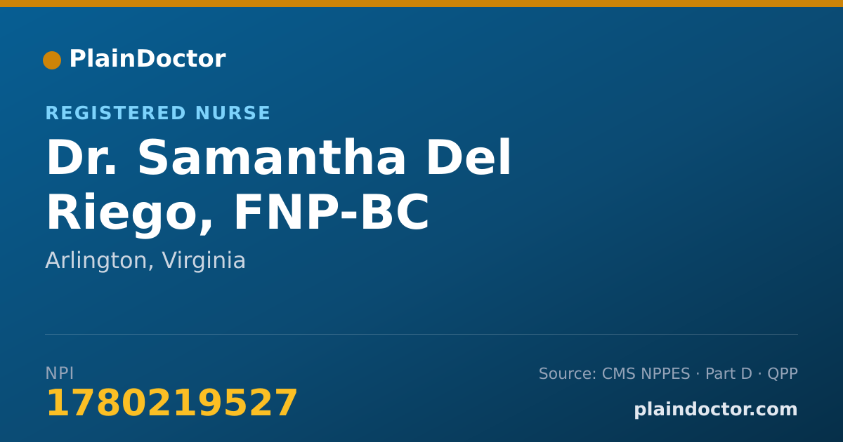 Shareable card for Samantha Del Riego, FNP-BC - Registered Nurse, Arlington, VA