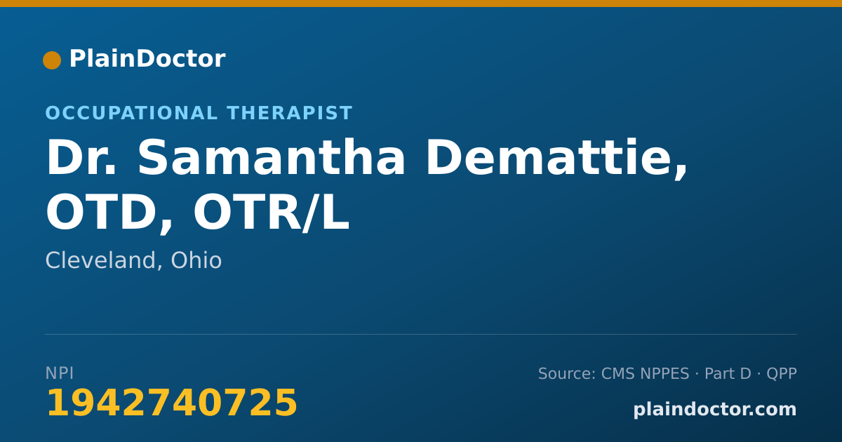 Shareable card for Samantha Demattie, OTD, OTR/L - Occupational Therapist, Cleveland, OH