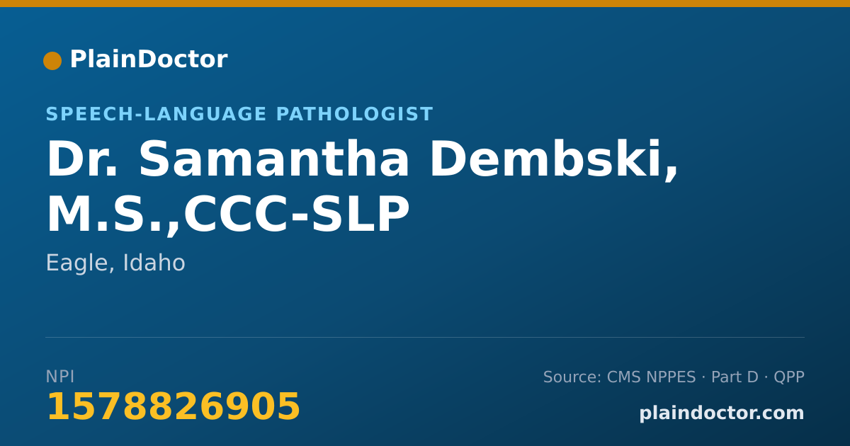 Shareable card for Samantha Dembski, M.S.,CCC-SLP - Speech-Language Pathologist, Eagle, ID