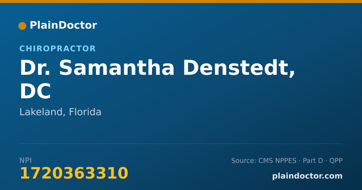 Shareable card for Samantha Denstedt, DC - Chiropractor, Lakeland, FL