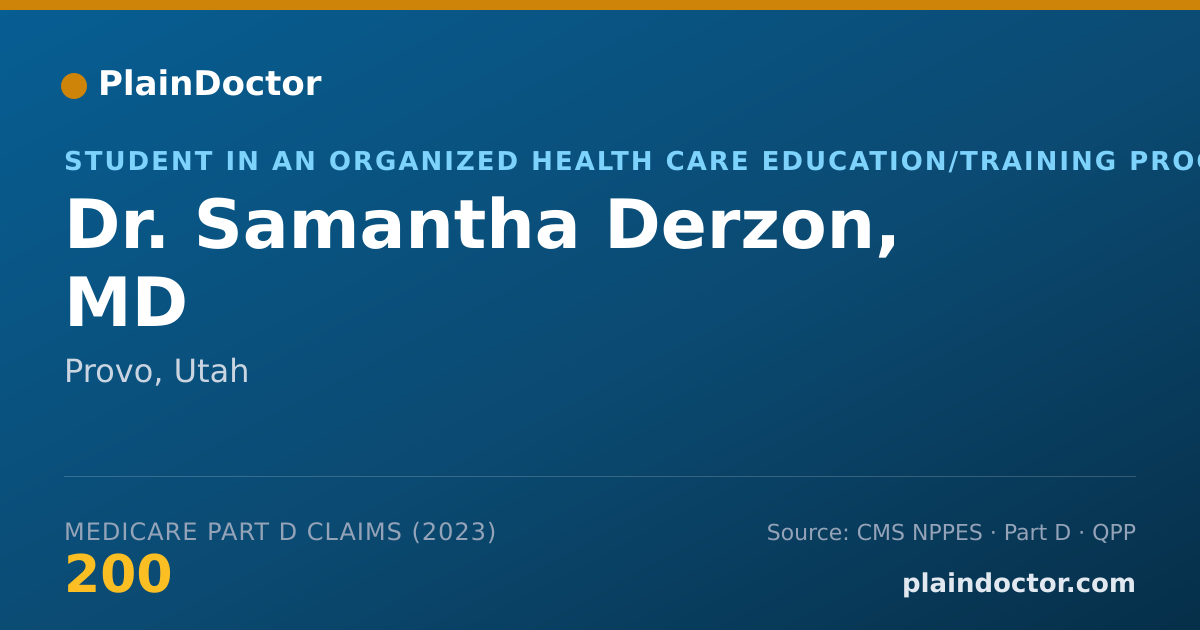 Shareable card for Samantha Derzon, MD - Student in an Organized Health Care Education/Training Program, Provo, UT