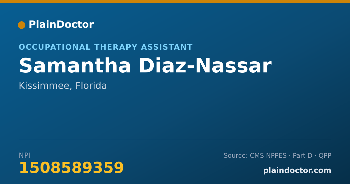 Shareable card for Samantha Diaz-Nassar - Occupational Therapy Assistant, Kissimmee, FL