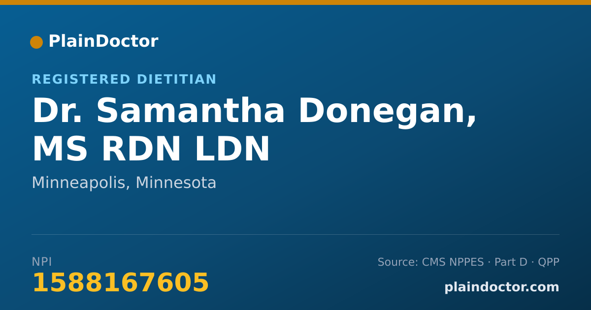 Shareable card for Samantha Donegan, MS RDN LDN - Registered Dietitian, Minneapolis, MN