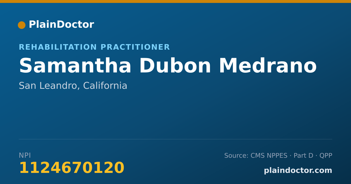 Shareable card for Samantha Dubon Medrano - Rehabilitation Practitioner, San Leandro, CA