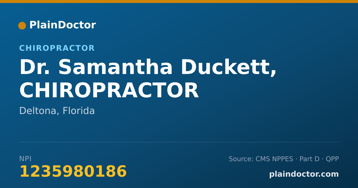 Shareable card for Samantha Duckett, CHIROPRACTOR - Chiropractor, Deltona, FL