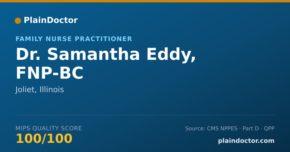 Shareable card for Samantha Eddy, FNP-BC - Family Nurse Practitioner, Joliet, IL