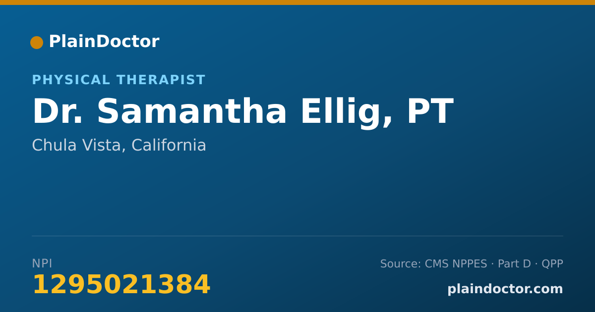 Shareable card for Samantha Ellig, PT - Physical Therapist, Chula Vista, CA