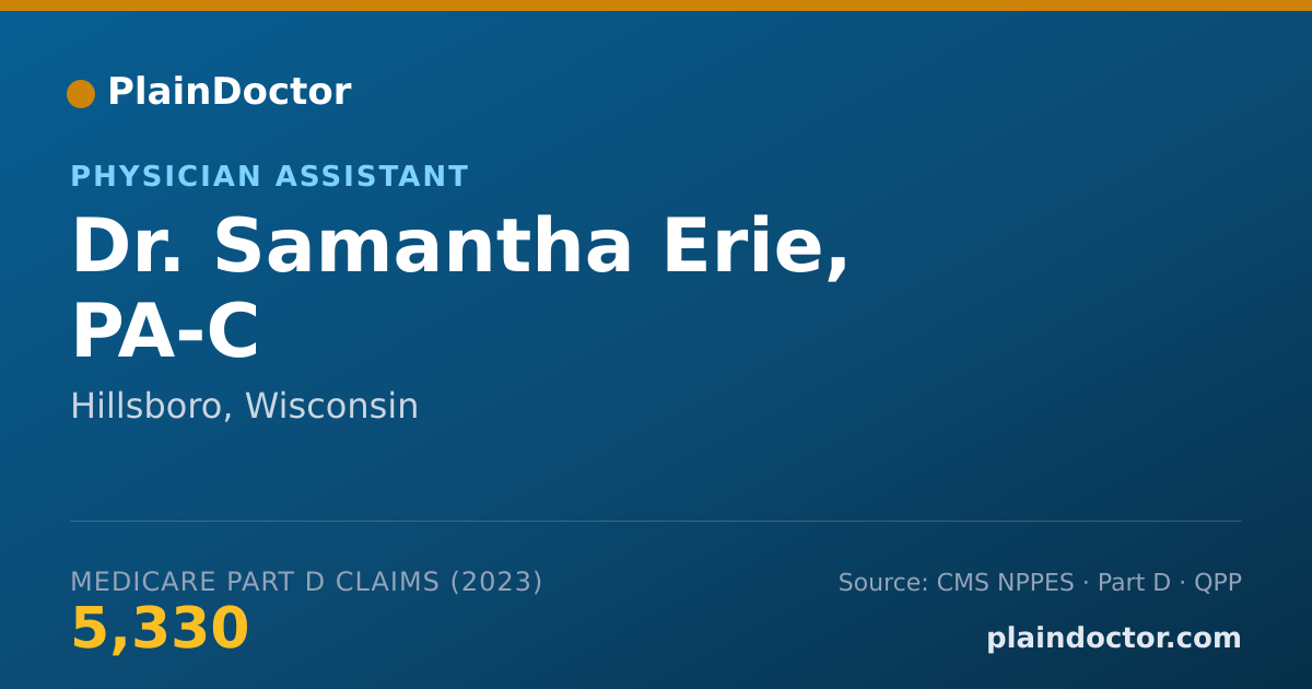 Shareable card for Samantha Erie, PA-C - Physician Assistant, Hillsboro, WI