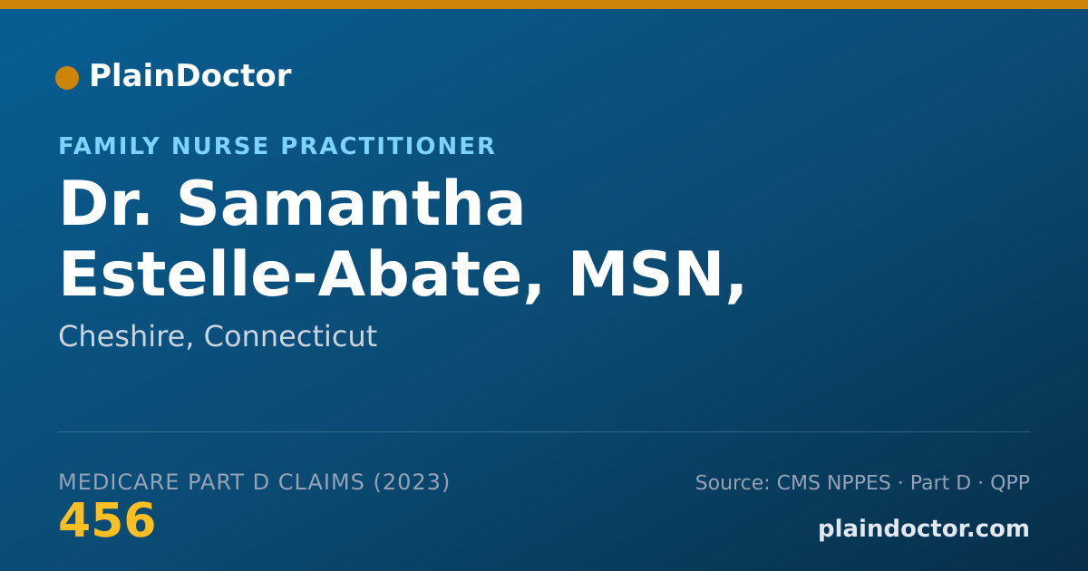 Shareable card for Samantha Estelle-Abate, MSN, APRN, FNP-BC - Family Nurse Practitioner, Cheshire, CT