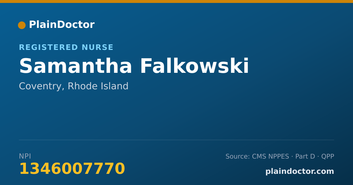 Shareable card for Samantha Falkowski - Registered Nurse, Coventry, RI