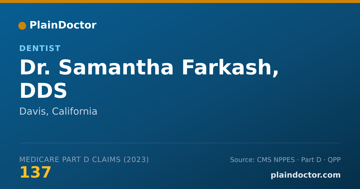 Shareable card for Samantha Farkash, DDS - Dentist, Davis, CA