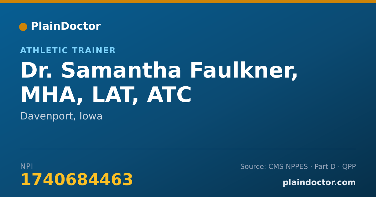 Shareable card for Samantha Faulkner, MHA, LAT, ATC - Athletic Trainer, Davenport, IA