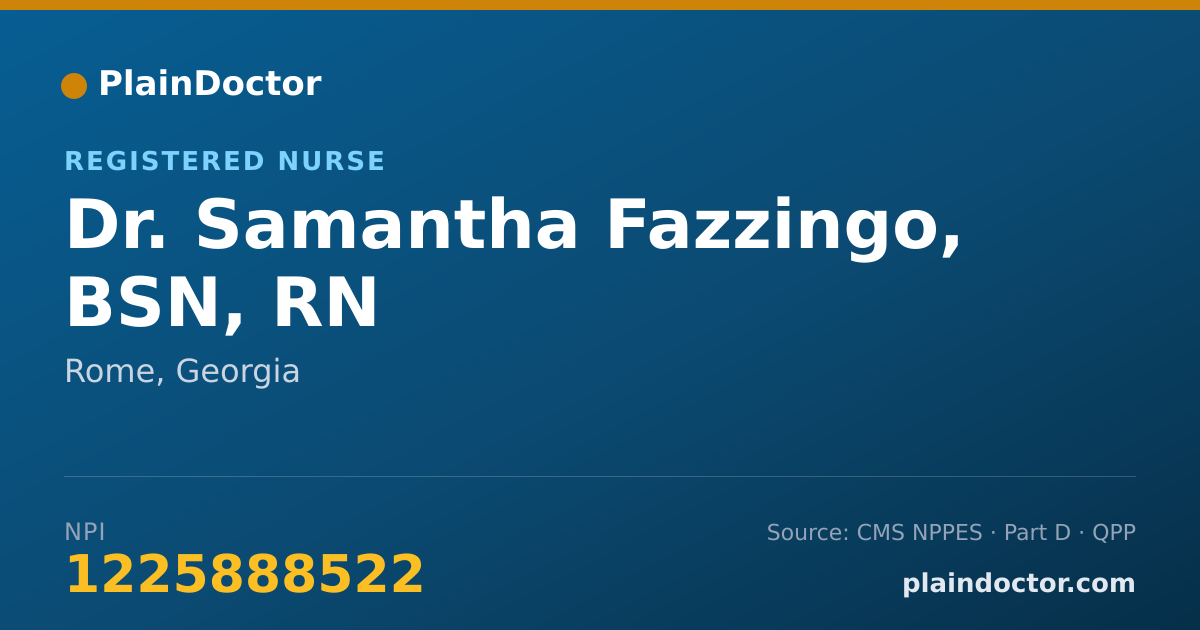 Shareable card for Samantha Fazzingo, BSN, RN - Registered Nurse, Rome, GA