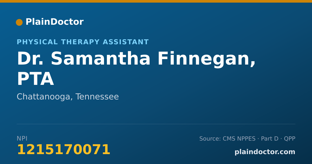 Shareable card for Samantha Finnegan, PTA - Physical Therapy Assistant, Chattanooga, TN