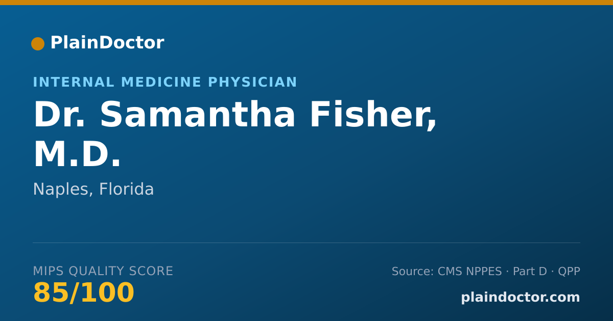 Shareable card for Samantha Fisher, M.D. - Internal Medicine Physician, Naples, FL