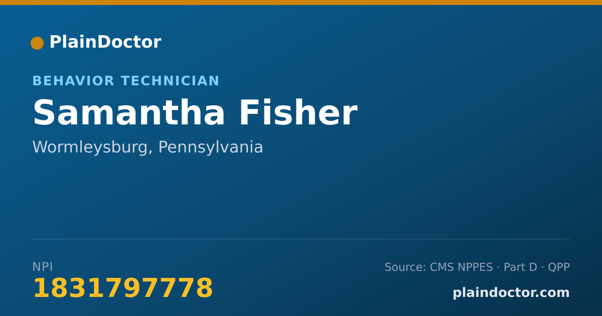 Shareable card for Samantha Fisher - Behavior Technician, Wormleysburg, PA