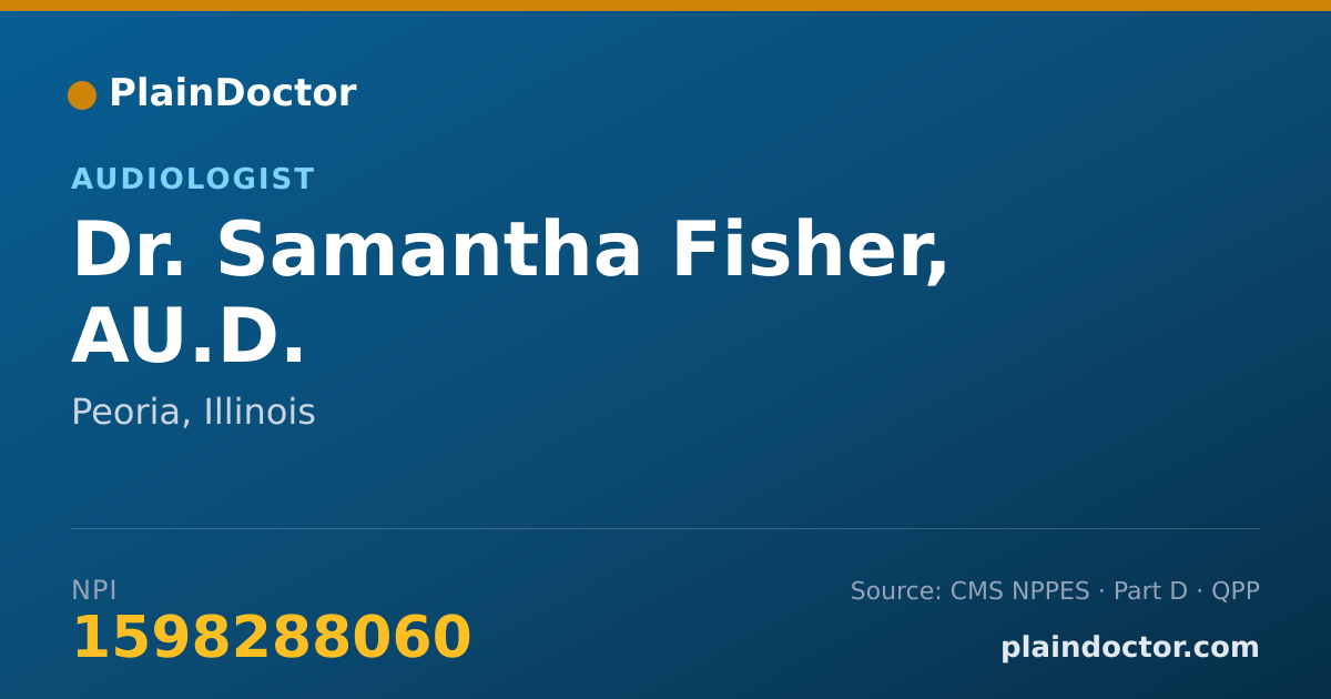 Shareable card for Samantha Fisher, AU.D. - Audiologist, Peoria, IL