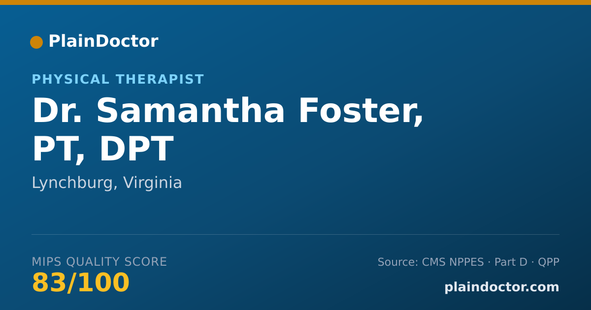 Shareable card for Samantha Foster, PT, DPT - Physical Therapist, Lynchburg, VA