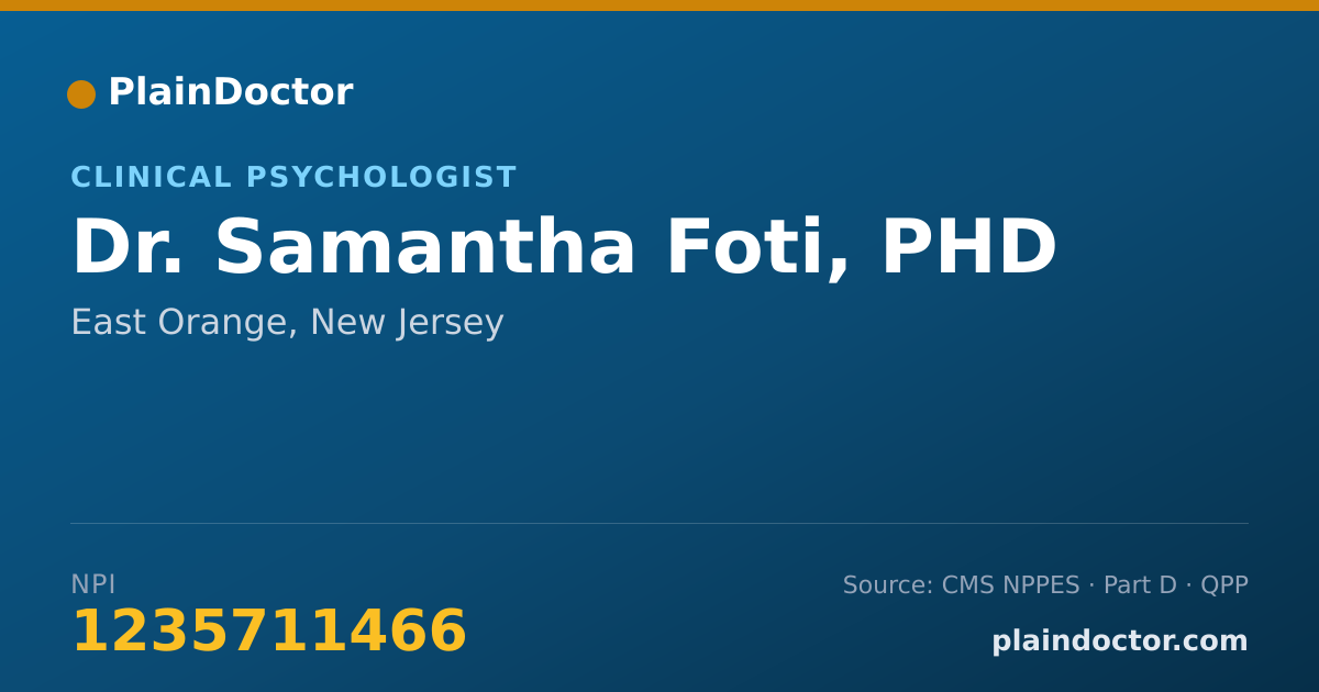 Shareable card for Samantha Foti, PHD - Clinical Psychologist, East Orange, NJ