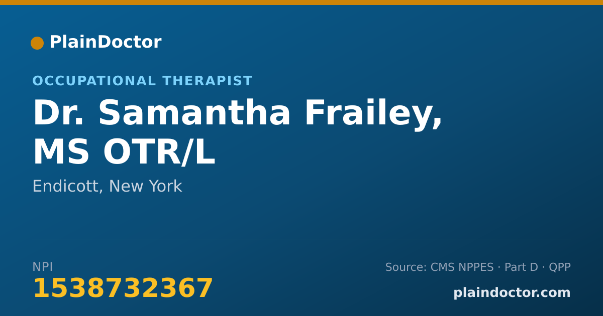 Shareable card for Samantha Frailey, MS OTR/L - Occupational Therapist, Endicott, NY
