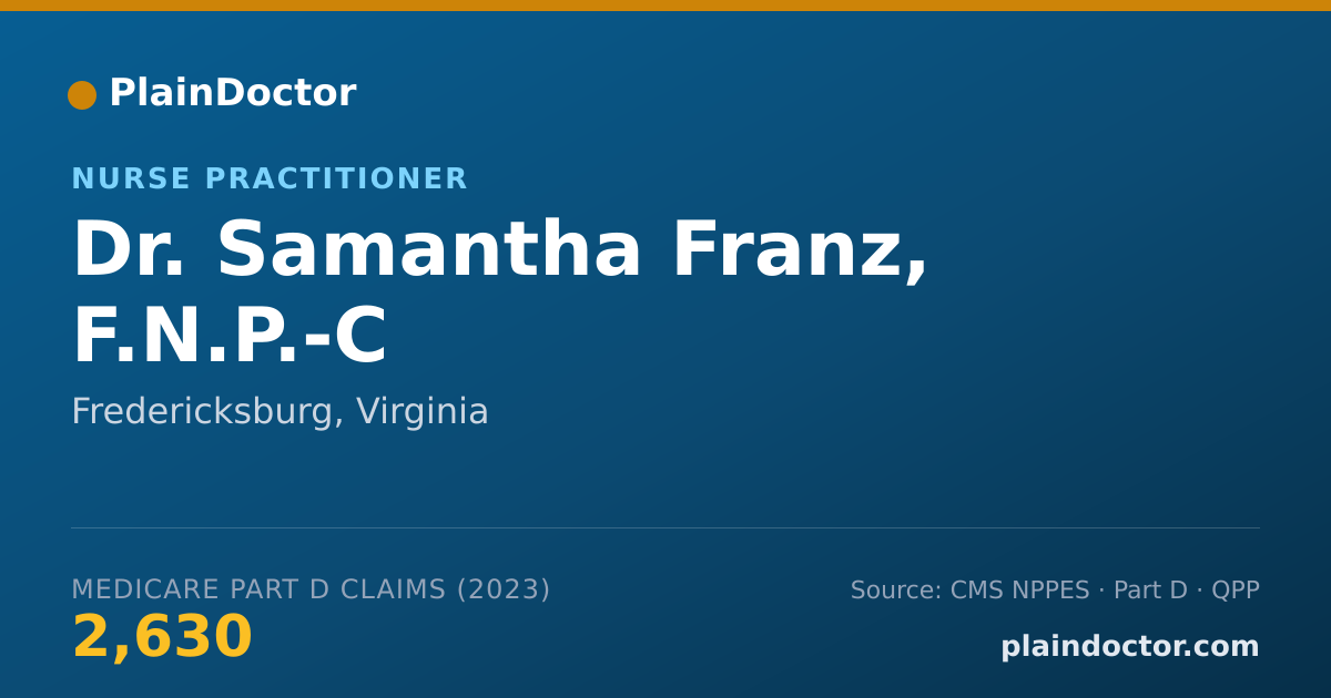 Shareable card for Samantha Franz, F.N.P.-C - Nurse Practitioner, Fredericksburg, VA