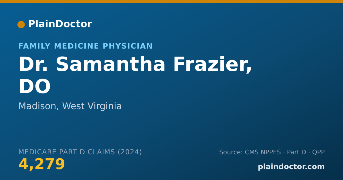 Shareable card for Samantha Frazier, DO - Family Medicine Physician, Madison, WV