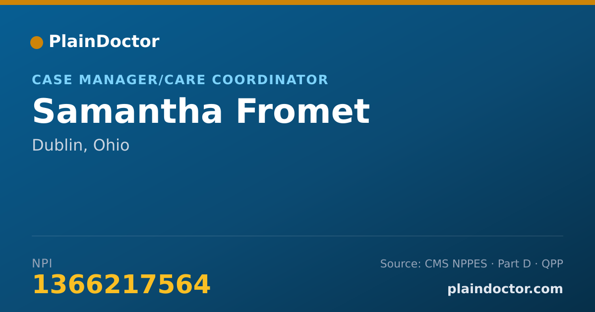 Shareable card for Samantha Fromet - Case Manager/Care Coordinator, Dublin, OH