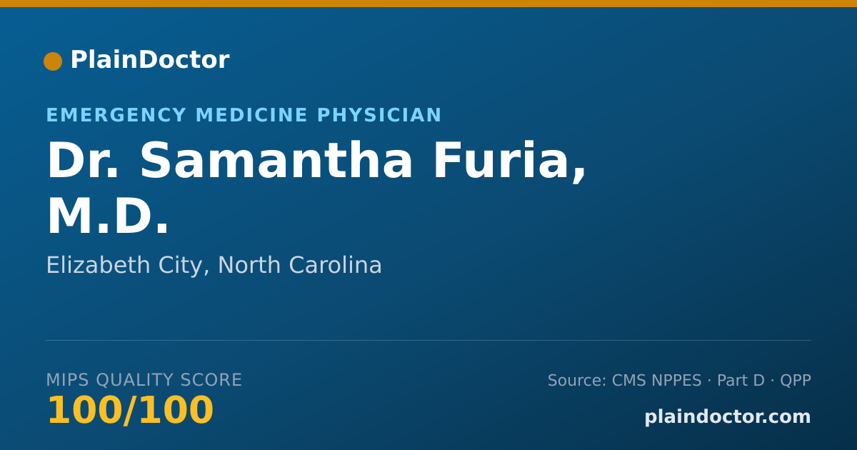 Shareable card for Samantha Furia, M.D. - Emergency Medicine Physician, Elizabeth City, NC