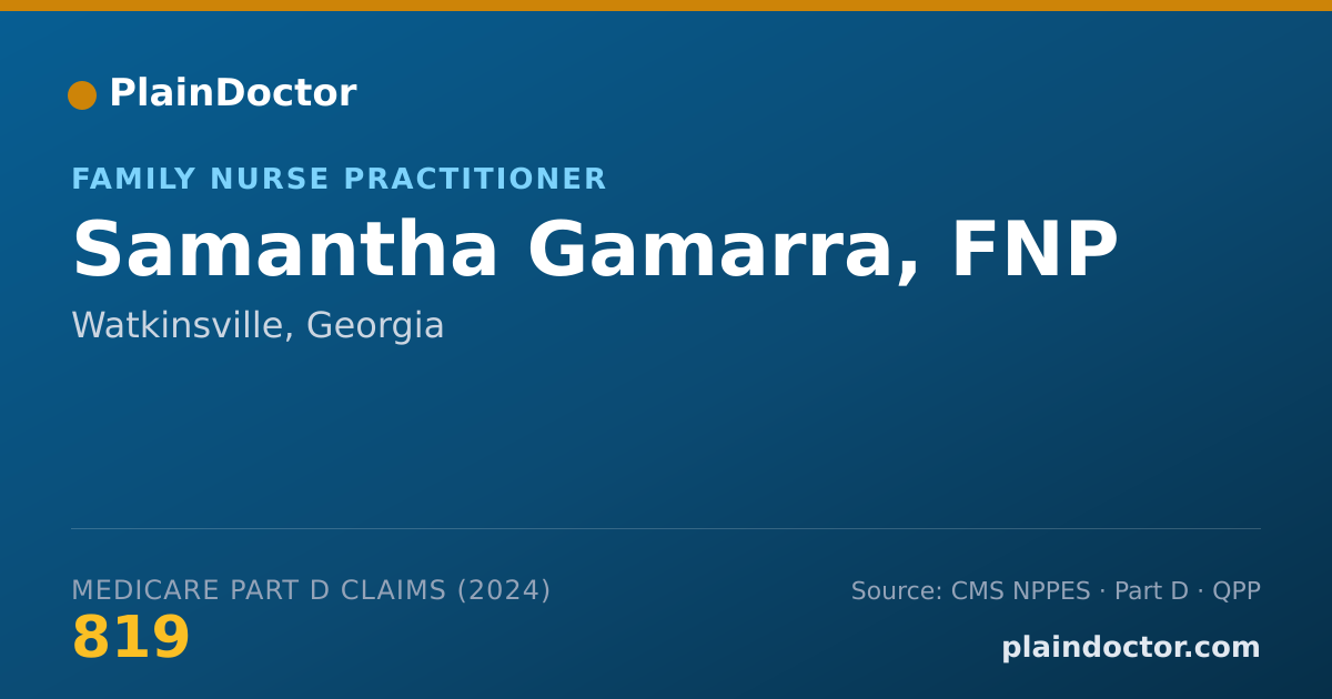 Shareable card for Samantha Gamarra, FNP - Family Nurse Practitioner, Watkinsville, GA