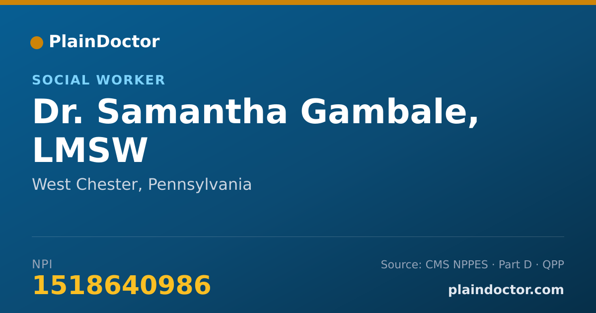Shareable card for Samantha Gambale, LMSW - Social Worker, West Chester, PA
