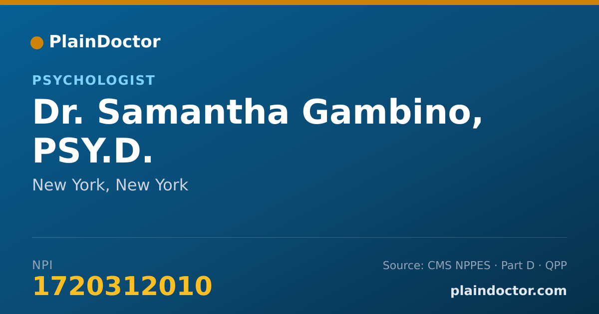 Shareable card for Samantha Gambino, PSY.D. - Psychologist, New York, NY