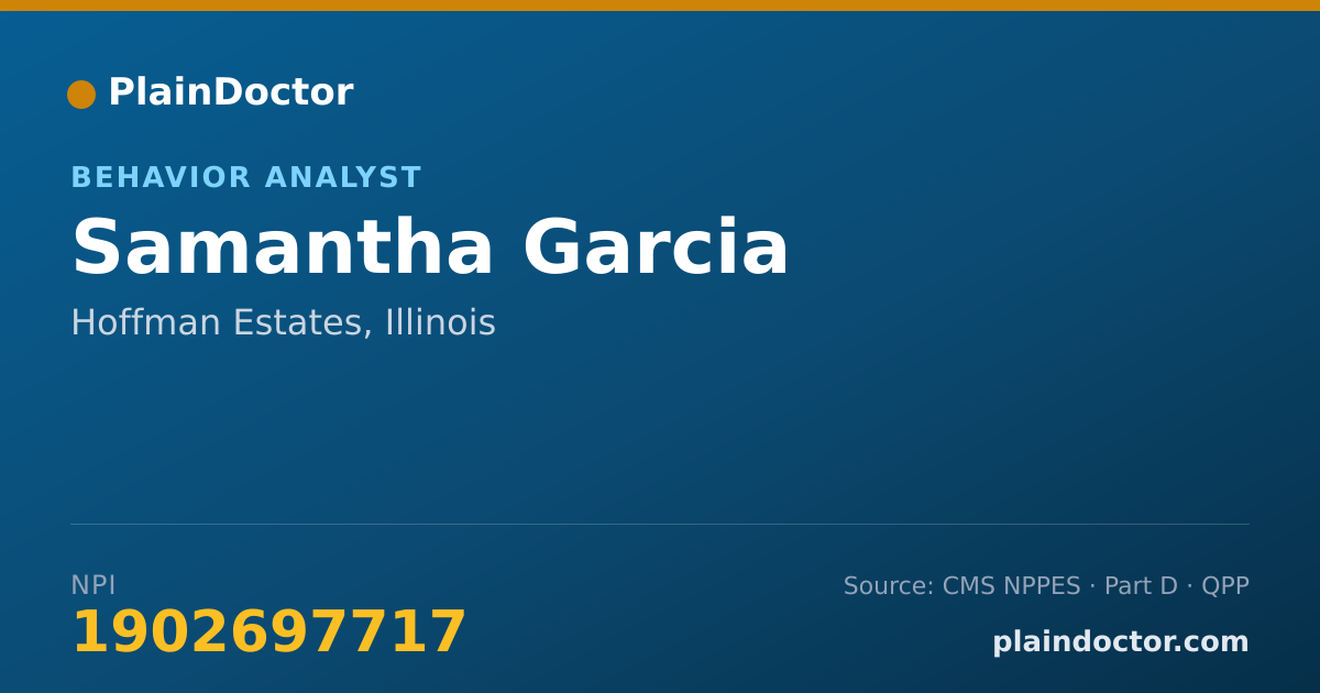 Shareable card for Samantha Garcia - Behavior Analyst, Hoffman Estates, IL