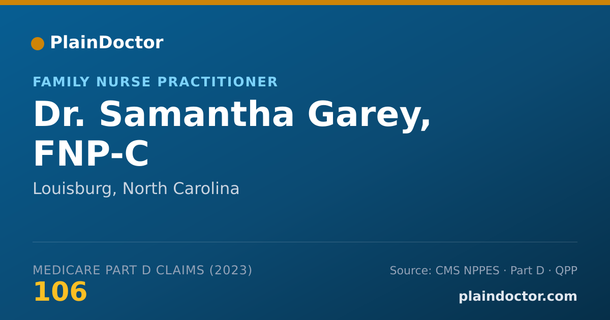 Shareable card for Samantha Garey, FNP-C - Family Nurse Practitioner, Louisburg, NC