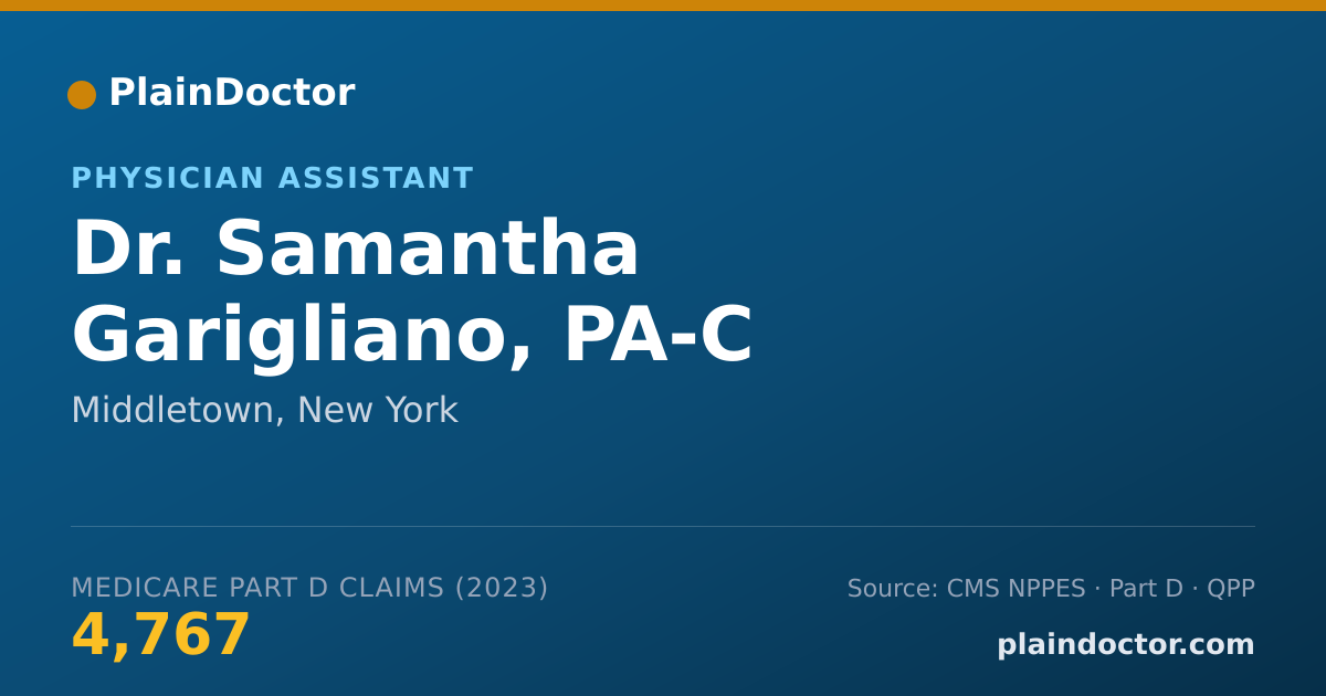Shareable card for Samantha Garigliano, PA-C - Physician Assistant, Middletown, NY