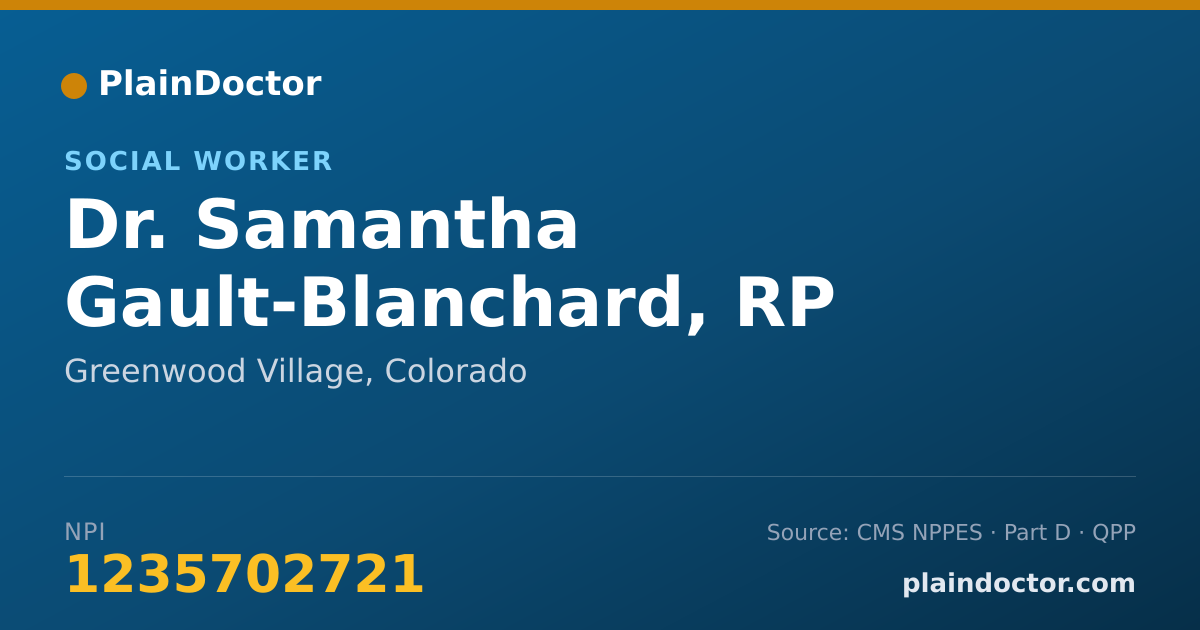 Shareable card for Samantha Gault-Blanchard, RP - Social Worker, Greenwood Village, CO