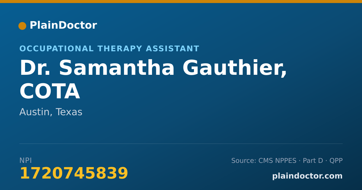 Shareable card for Samantha Gauthier, COTA - Occupational Therapy Assistant, Austin, TX