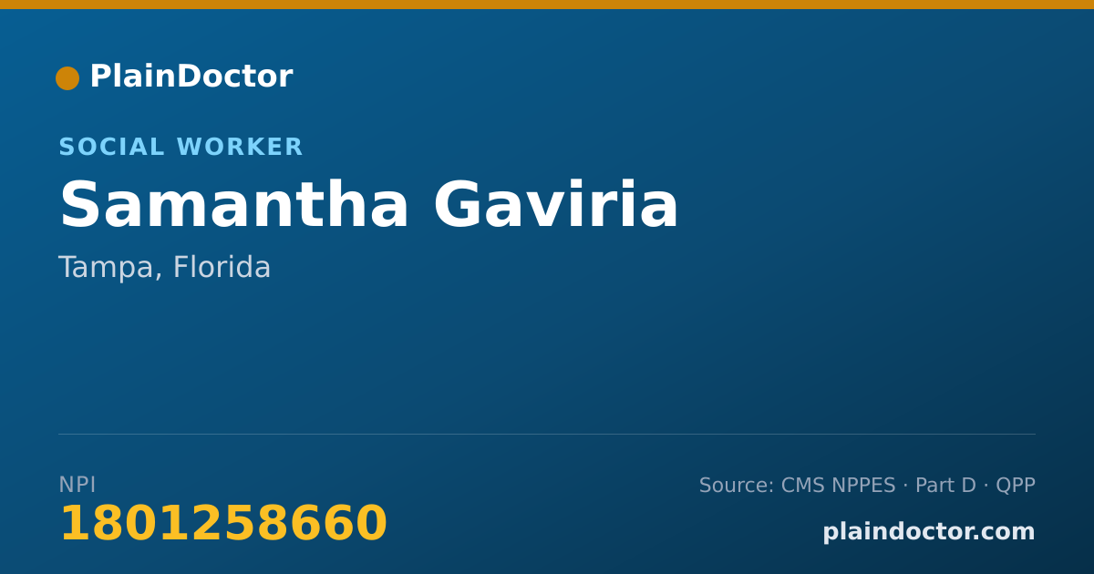 Shareable card for Samantha Gaviria - Social Worker, Tampa, FL