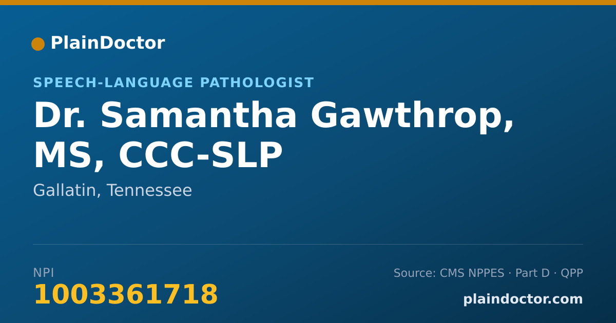 Shareable card for Samantha Gawthrop, MS, CCC-SLP - Speech-Language Pathologist, Gallatin, TN
