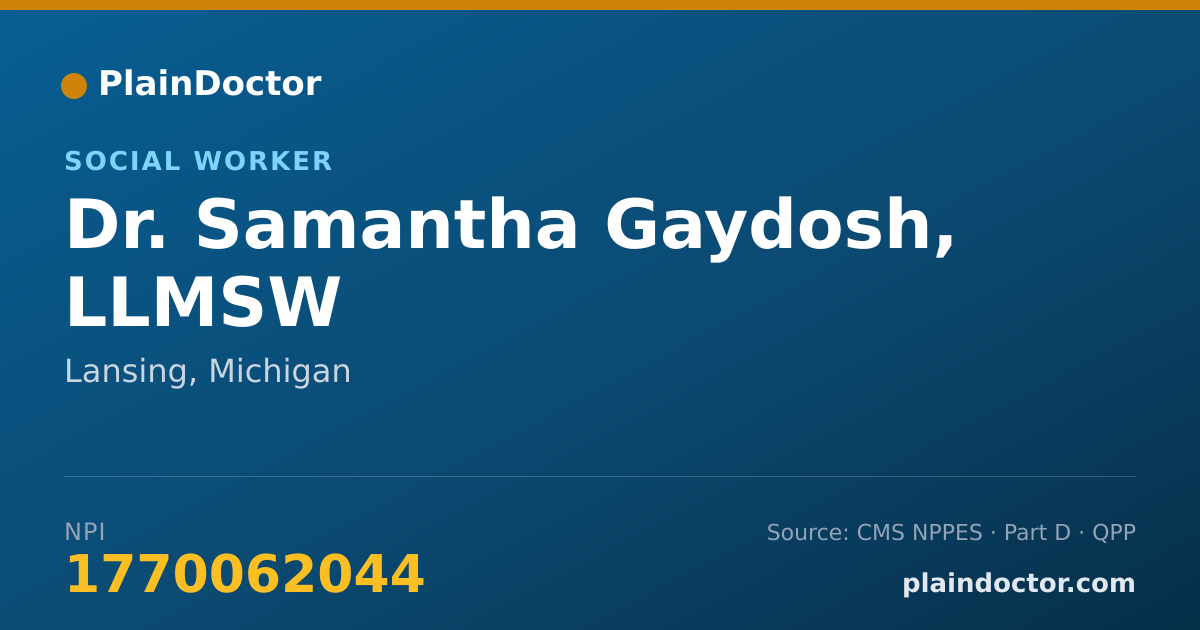 Shareable card for Samantha Gaydosh, LLMSW - Social Worker, Lansing, MI