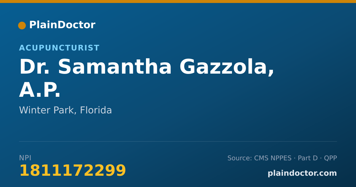Shareable card for Samantha Gazzola, A.P. - Acupuncturist, Winter Park, FL