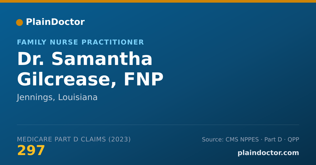 Shareable card for Samantha Gilcrease, FNP - Family Nurse Practitioner, Jennings, LA