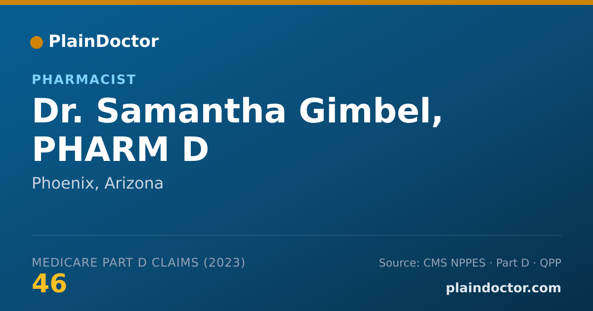 Shareable card for Samantha Gimbel, PHARM D - Pharmacist, Phoenix, AZ