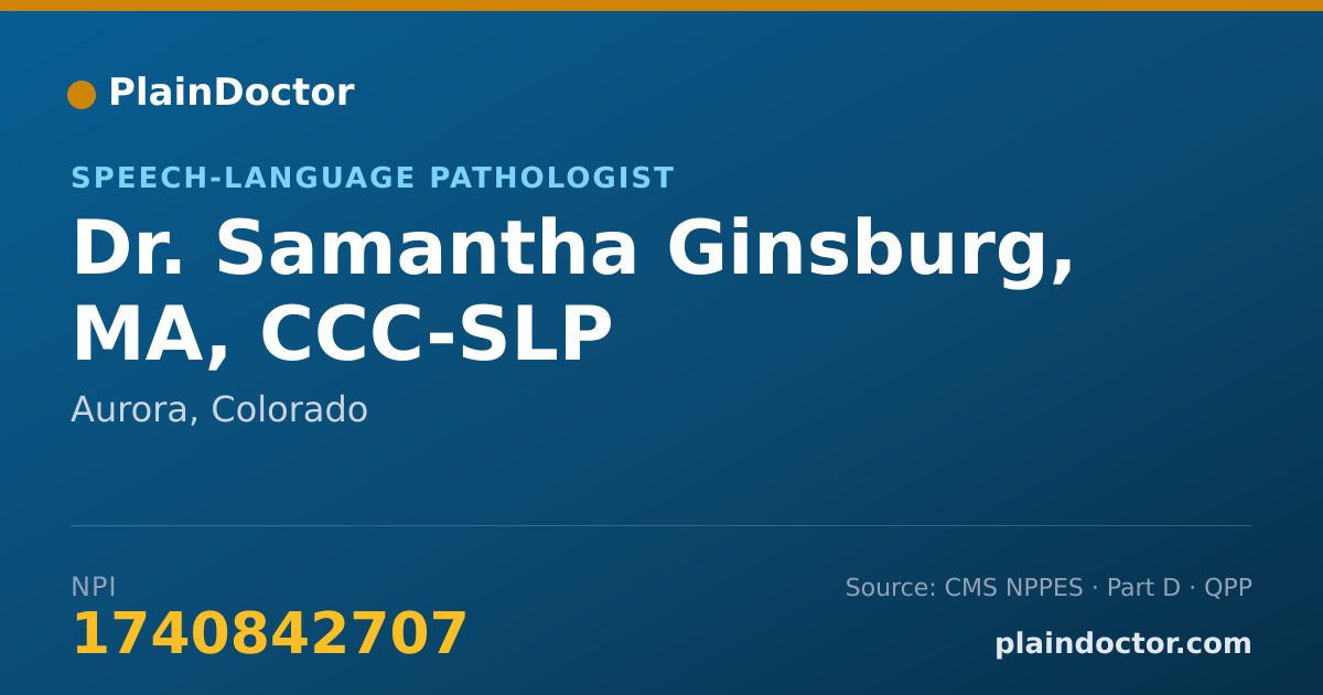 Shareable card for Samantha Ginsburg, MA, CCC-SLP - Speech-Language Pathologist, Aurora, CO