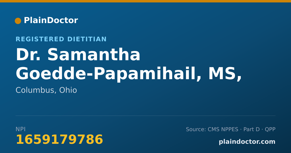Shareable card for Samantha Goedde-Papamihail, MS, RD, LD - Registered Dietitian, Columbus, OH