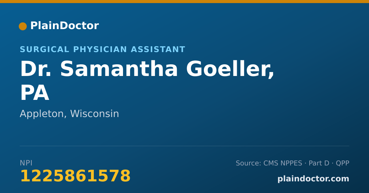 Shareable card for Samantha Goeller, PA - Surgical Physician Assistant, Appleton, WI