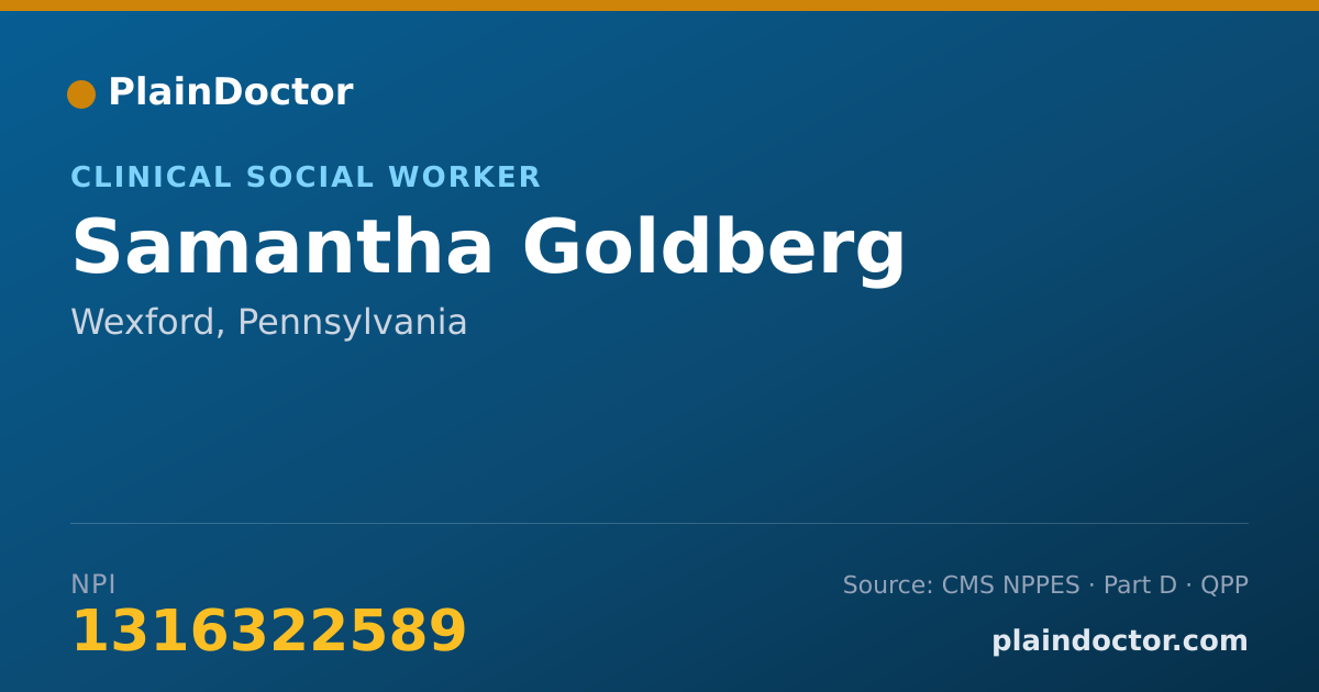 Shareable card for Samantha Goldberg - Clinical Social Worker, Wexford, PA