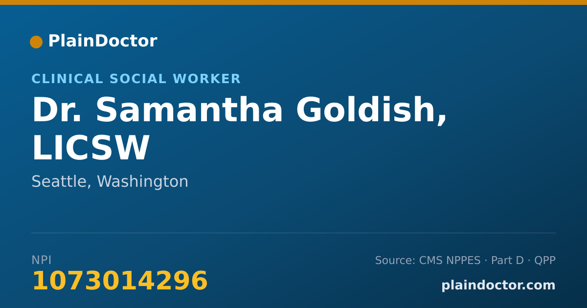 Shareable card for Samantha Goldish, LICSW - Clinical Social Worker, Seattle, WA
