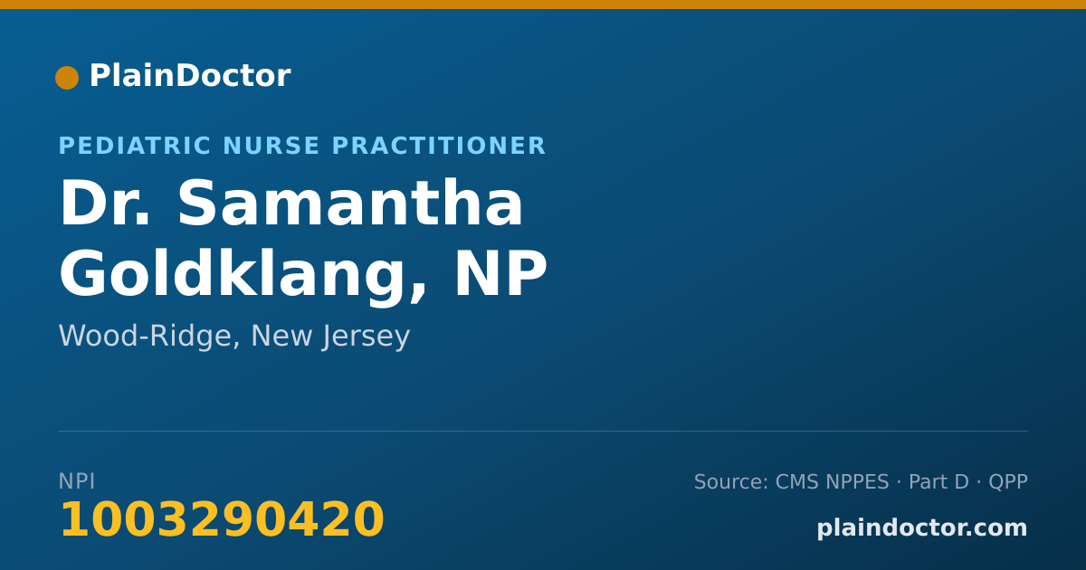 Shareable card for Samantha Goldklang, NP - Pediatric Nurse Practitioner, Wood-Ridge, NJ