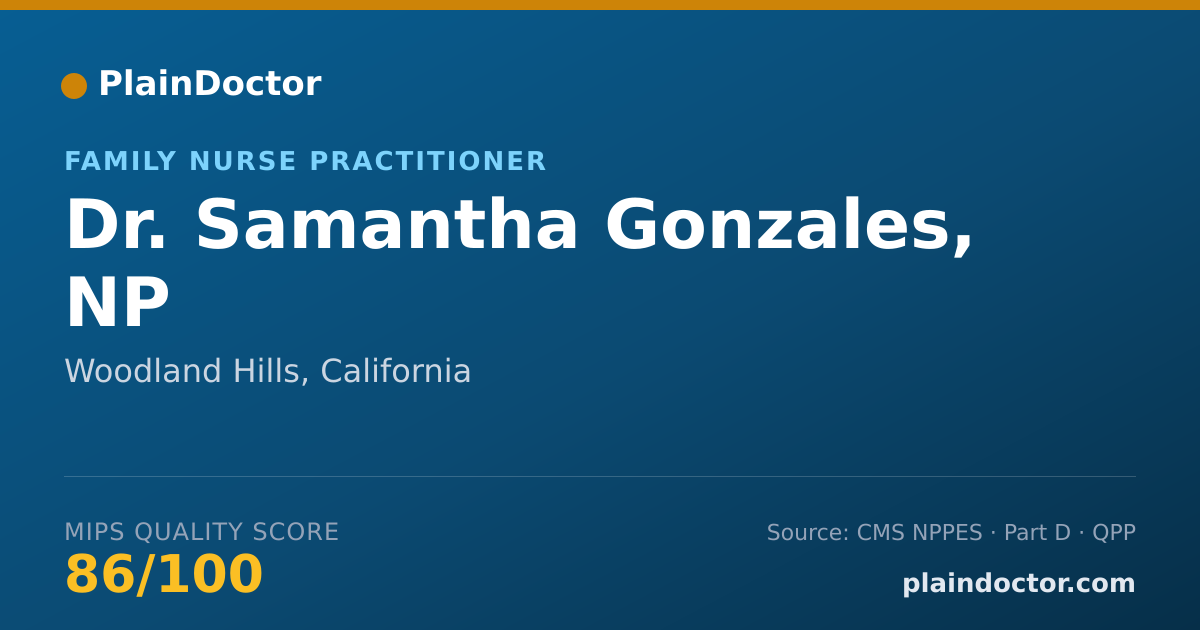 Shareable card for Samantha Gonzales, NP - Family Nurse Practitioner, Woodland Hills, CA
